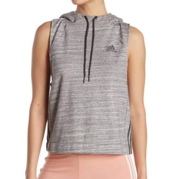 Adidas sweat sleeve less top with hoodie - Picture 1 of 5